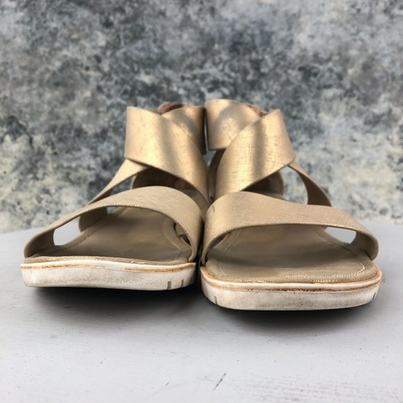 EuroSoft Women's Size 10M Candace Gold Metallic Back Zip Open Toe Sandals - Picture 2 of 14